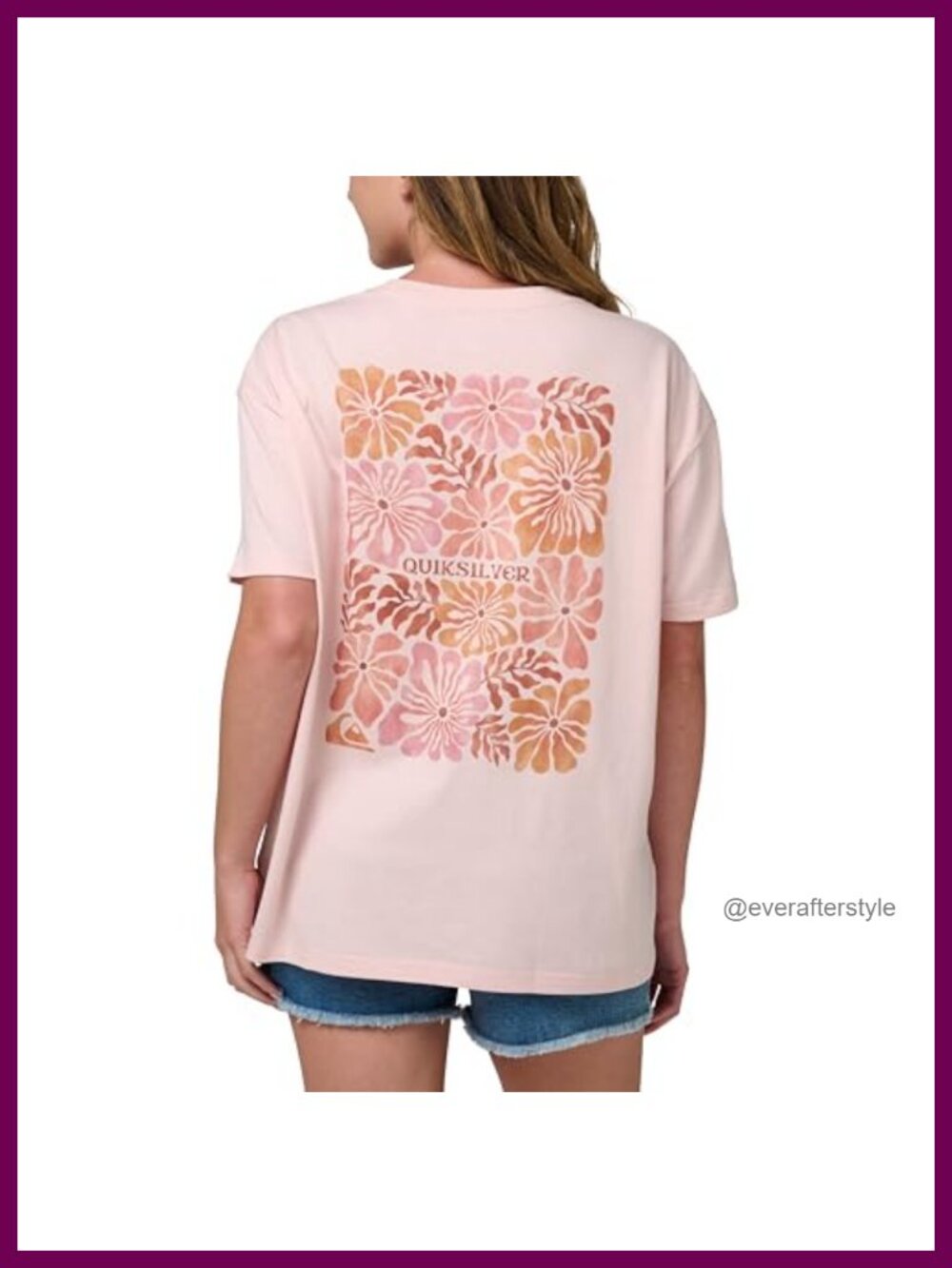 Quiksilver Terra Flora Boyfriend T-Shirt Cotton Oversized Crew Neck